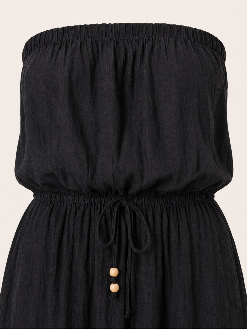 Socialite- Strapless Black Maxi Dress with Drawstring - Picture 2 of 7